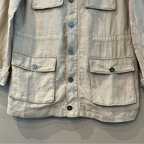 NWT Michael Stars Linen Anorak Jacket Cargo Pockets Oatmeal Sz XS Zip Button - Picture 5 of 16
